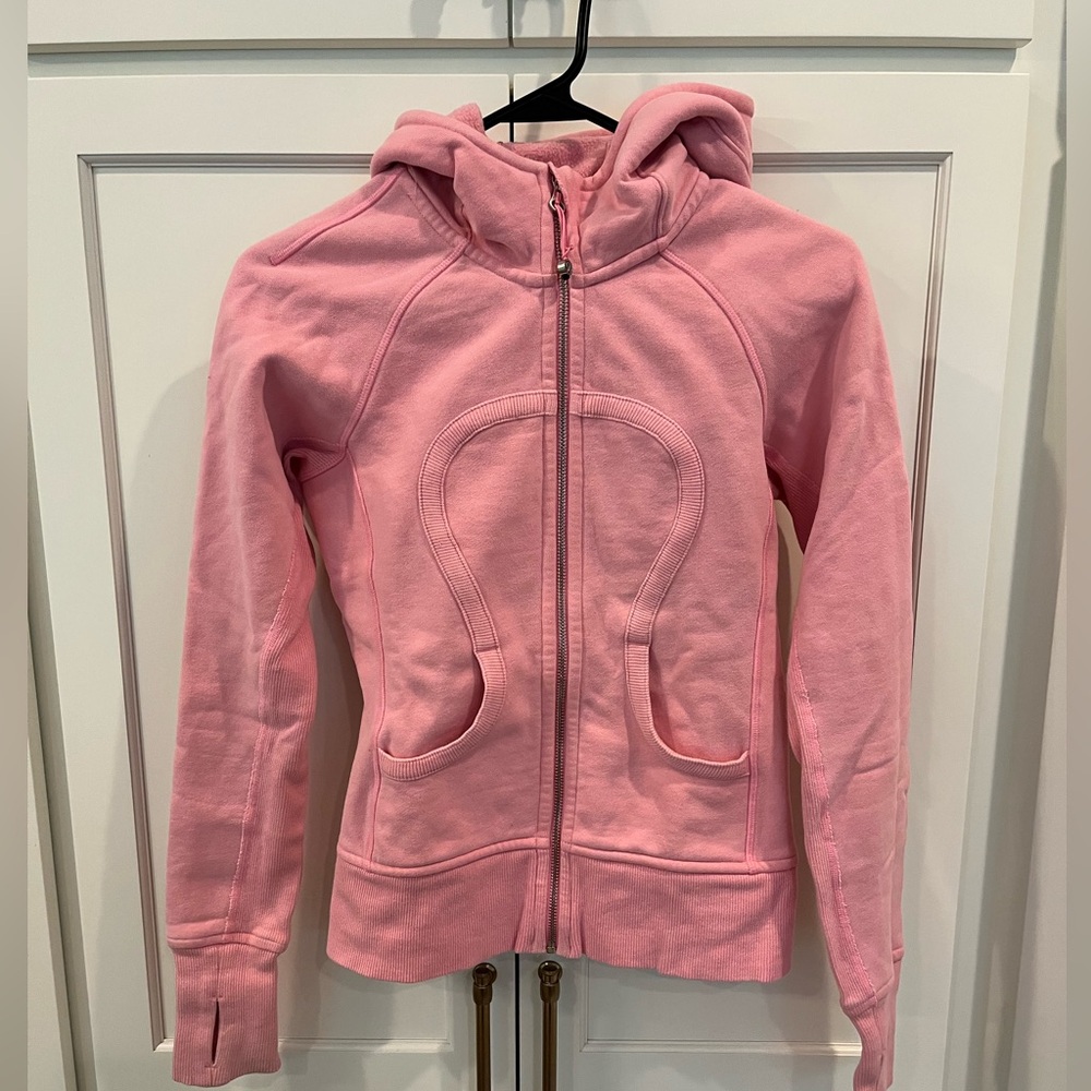 Lululemon Scuba Full Zip Sweatshirt Hoodie Fitted Size 2 Light Pink
